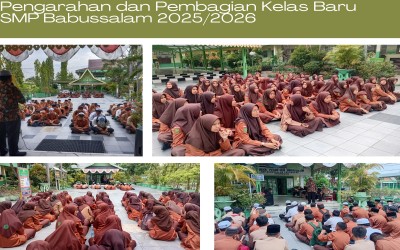 Santri SMP Babussalam Terima Pengarahan dan Pembagian Kelas Baru di Lapangan Sekolah