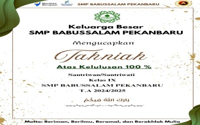 Tahniah Santri SMP Babussalam 100% Lulus